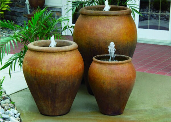 Lazio Jar Fountains Set of Three Garden Fountain Trio